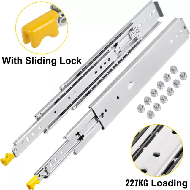 VEVOR 227kg Locking Drawer Slides 1016-2032mm Full Extension Heavy Duty Runners