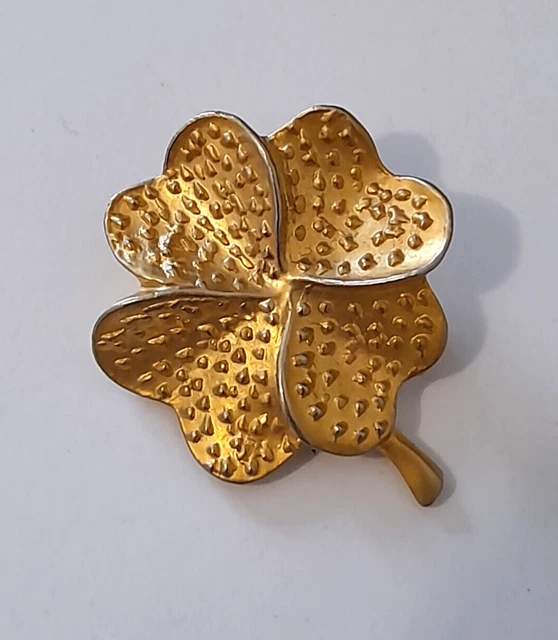 Broche feuille bijoux vintage métal doré ❤️ Brooch leaf jewelry metal