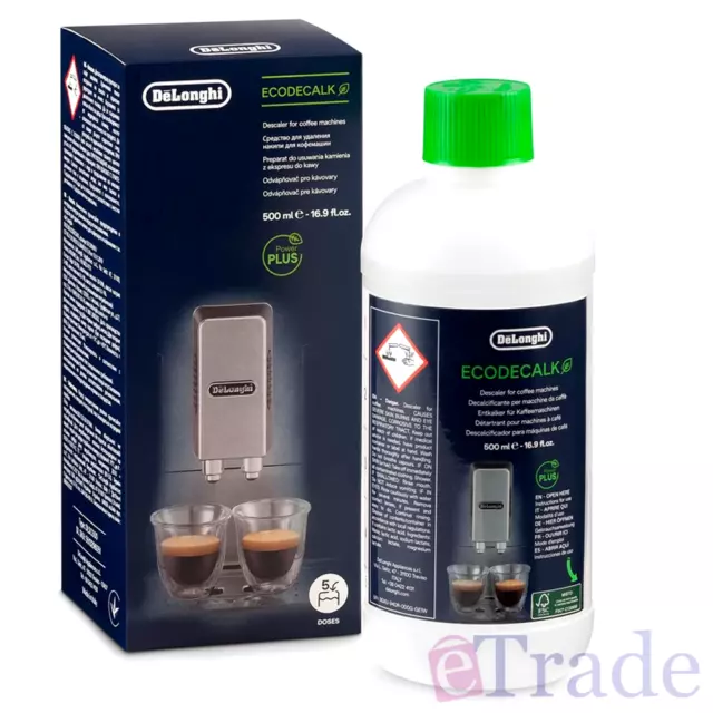 DeLonghi Descaler EcoDecalk Cleaner Espresso Coffee Machine Clean* 500ml Liquid