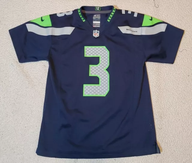 Seattle Seahawks Jersey #3 Russell Wilson Nike On Field Youth Medium M