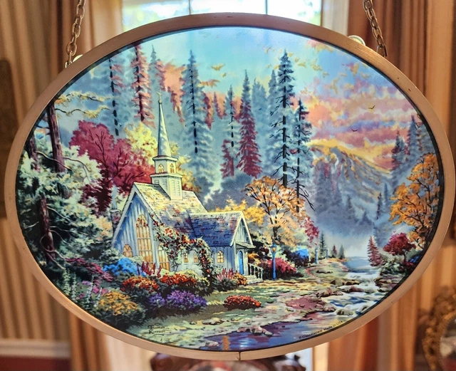 GLASSMASTERS THOMAS KINKADE Stained Glass Suncatcher Church In The