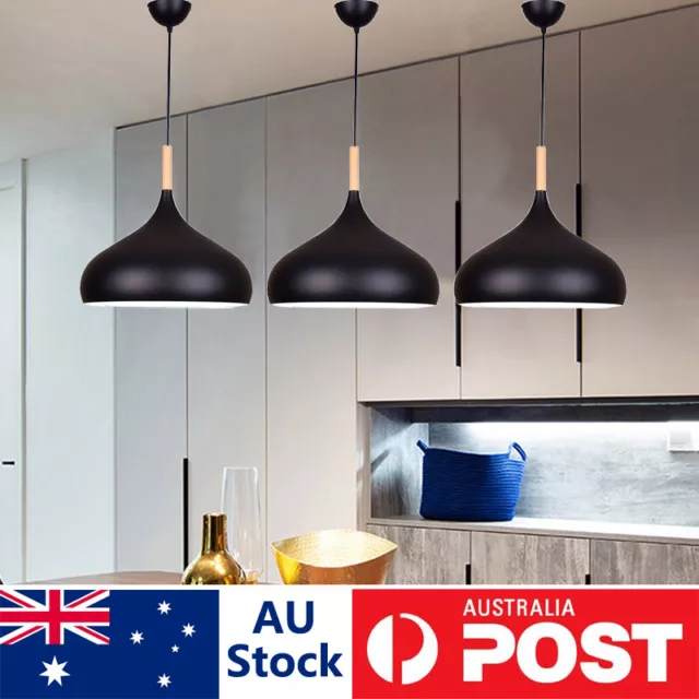 3X Kitchen Lamp Bar Pendant Light Wood Chandelier Lighting Modern Ceiling Lights