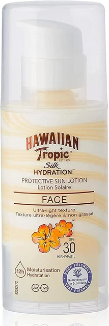 Loción protectora solar facial suave para hidratación de seda tropical hawaiana FPS 30,50 ml