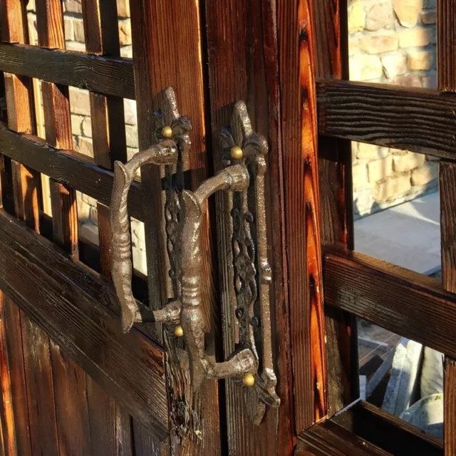 Large Cast Iron Gate Barn Shed Pull Door Handles Antique Cupboard Decor Vintage