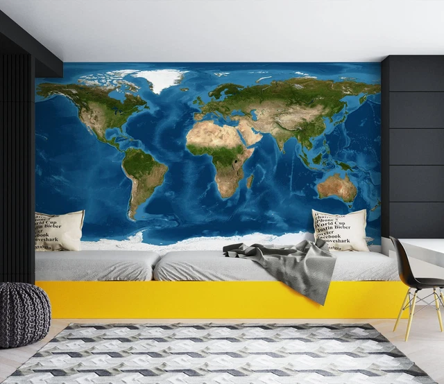 3D CARTOON WORLD Map Wallpaper Wall Mural Removable Self-adhesive 1909 $124.99 - AU - View #10