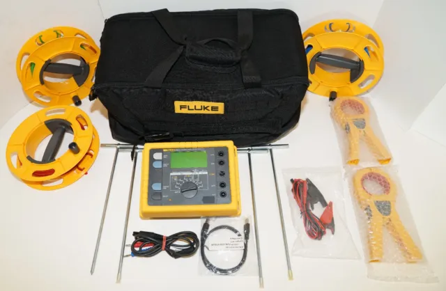Fluke 1625-2 Kit Advanced Geo Earth Ground Tester Ground Stakes Wire Reels Clamp