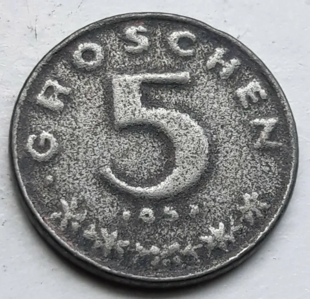 1957 Austria 5 Five Groschen Zinc Foreign Coin Circulated