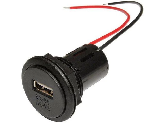 Prise USB F - 5V3A - Noir - Fils nus