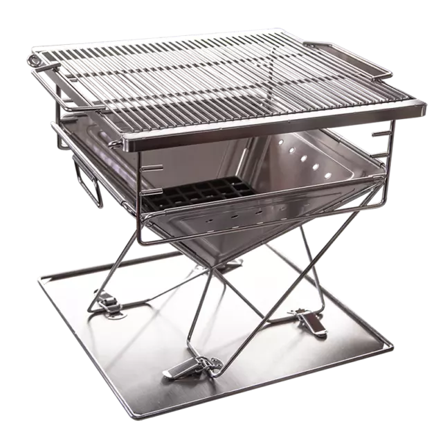 Folding Fire Pit The Quokka II Camping Charcoal BBQ Camp Oven Cooking MEDIUM