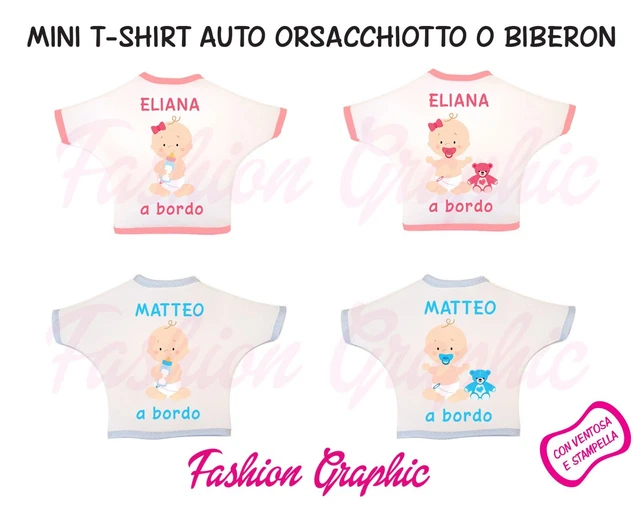 MINI T-SHIRT PERSONALIZZATA CON NOME BIMBO A BORDO AUTO FIGLIO FIGLIA - Foto 2