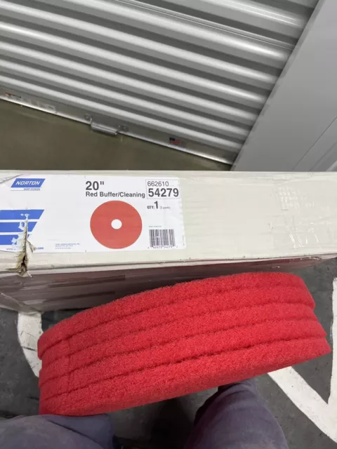 NORTON 20"  FINISH 54279 FLOOR MAINTENANCE PADS  RED Buffer (Qty= 5 in Box)