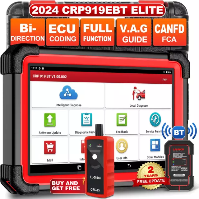 LAUNCH X431 CRP919EBT Elite Car Bidirectional Diagnostic Scanner Tool Key Coding