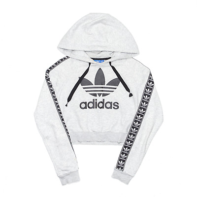 ADIDAS Sports Cropped Grey Pullover Hoodie Womens S