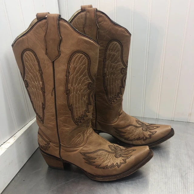 Circle G Tan Embroidered Leather Square Toe Western Boots Women’s Size 10.5