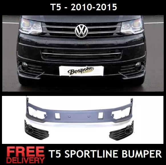 Vw Sportline Style  Front Splitter Spoiler Lower 2010+ Lip For Vw T5 T5.1
