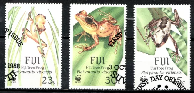 1988 Fiji Sc #592-4 - Tree Frogs / World Wildlife Fund - Used stamps Cv$25