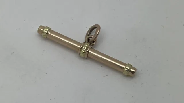 Vintage Solid 9ct Gold T Bar for Pocket Watch Chain Rose and Yellow Gold