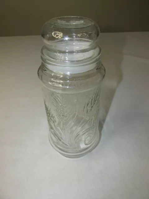 1982 Glass Planters Mr. Peanut Jar with Rounded Lid * Wheat Pattern