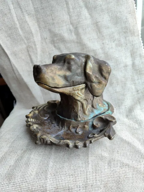 Vintage Soviet Ashtray Labrador DOG USSR Metal Casting Hunting Russian Collectib