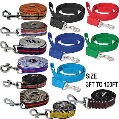 Training Dog Leads Extra Long Strong Tracking Leash Rope Recall Line 3FT - 100FT