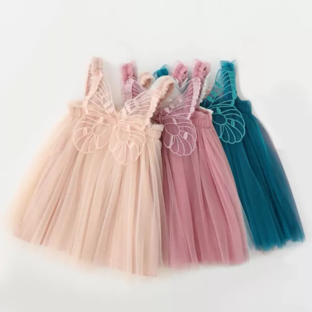 Toddler Baby Kids Girls Lace Butterflywings Summer Sleeveless Beach Tutu Dress