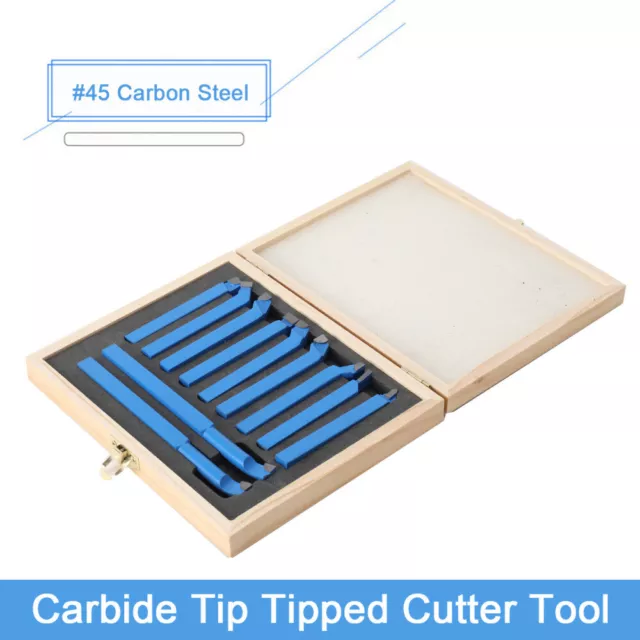 11pcs Carbide Tip Tipped Cutter Tool Turning Bit Cutting Set Metal Lathe Tooling