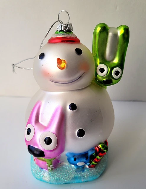 Hallmark Christmas Glass Ornament HOOPS AND YOYO Snowman Keepsake Snow Buddies