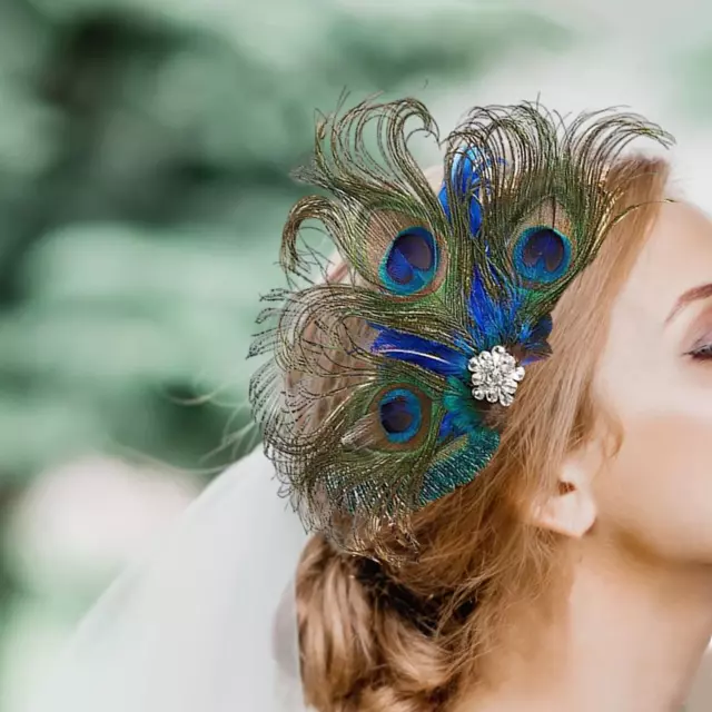 Peacock Feather Hair Clip Fascinator for Fancy Dress Accessories