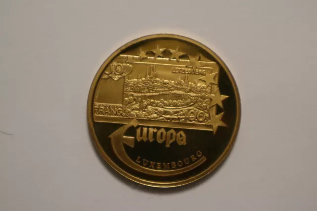 Medaille 24-K vergoldet EUROPA 2003 Geldschein 100 Franc  Luxemburg PP