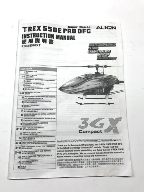 Align Trex 550 E pro DFC Paper Instruction Manual