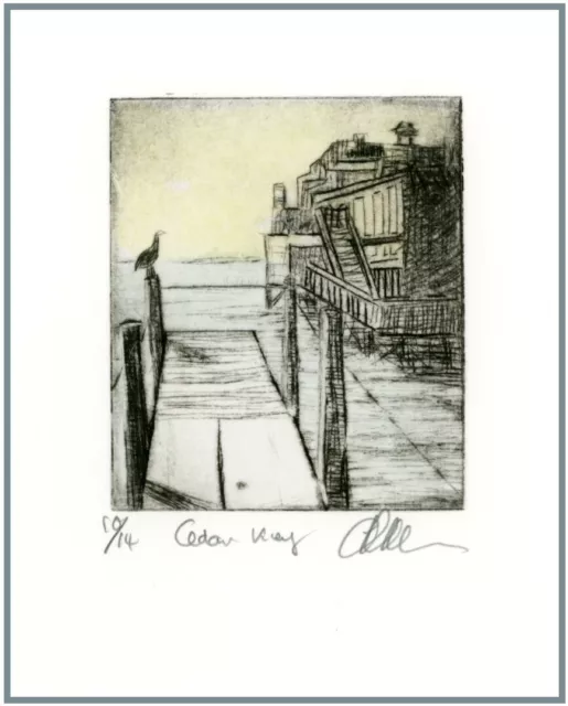 CEDAR KEY FLORIDA Old Pier Dock ORIGINAL ETCHING Signed Numbered Limited-Edition