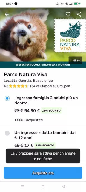 2 Biglietti Interi Più Un Ridotto Ingresso Parco Natura Viva Bussolengo VR