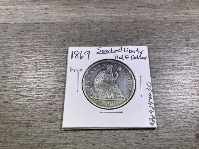 1869 Seated Liberty Silver Half-Dollar Coin-Motto & No Arrows-VF-022424-0030