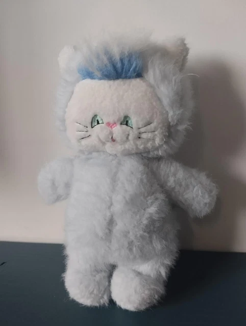 Peluche chat bleu vintage - Tieno - Doudou avec grelot -