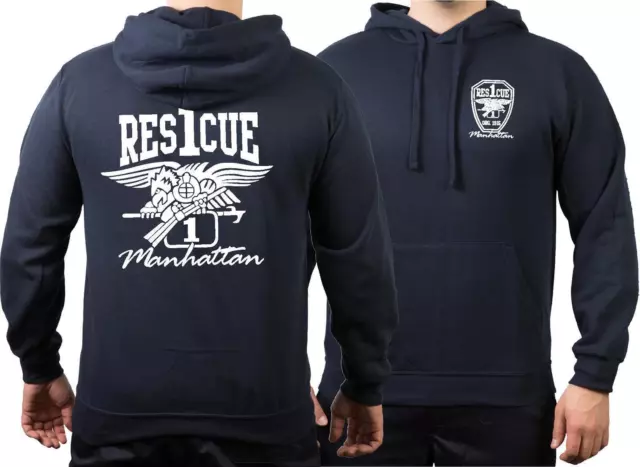 Hoodie navy, Rescue1 Manhattan Eagle