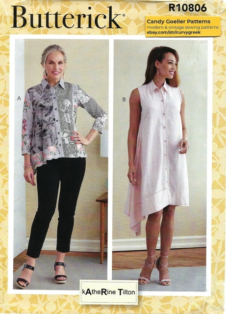 Butterick R10806 Button Front Shirt & Sleeveless Shirtdress Sz 16-24 UNCUT B6771