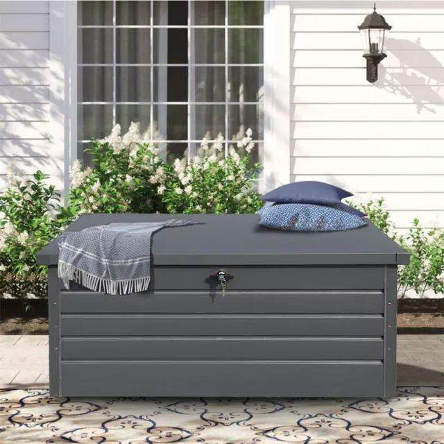 Metal Steel Storage Box Garden Deck Chest Container Tools Box Trunk Anthracite 2