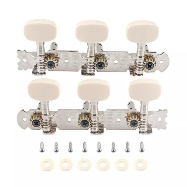 Classical Guitar String Tuning Pegs Keys Machine Head Tuners 3 on a Plank Chrome