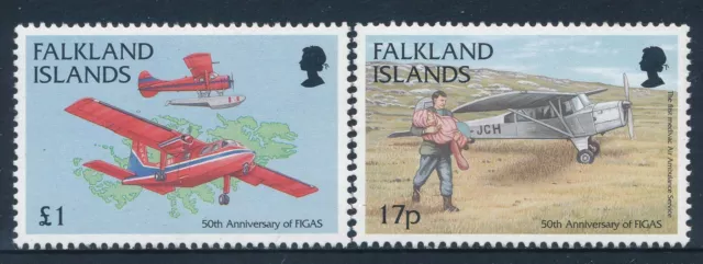 1998 MNH FALKLAND ISLANDS AIR SERVICE 50th ANNIVERSARY SET OF 2 FINE MINT