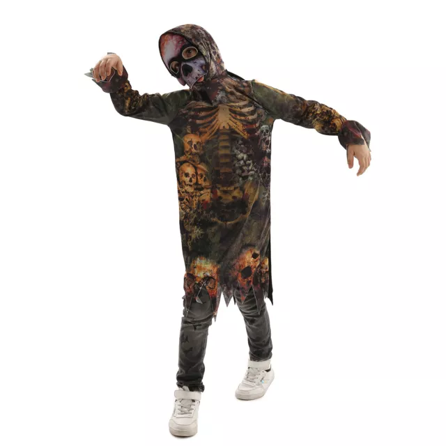 Kids Skeleton Zombie Costume Jumpsuit Boys Girls Halloween Fancy Dress Outfit