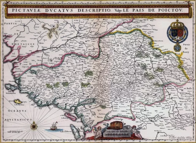 Reproduction carte ancienne - Pays de Poitou XVIIè