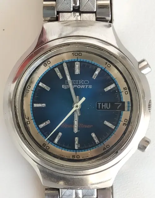 1973s VINTAGE SEIKO 5 SPORT SPEEDTIMER 7015-8000 AUTOMATIC FLYBACK CHRONO