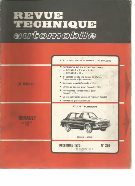 Revue Technique Automobile N°296 - Renault "12"