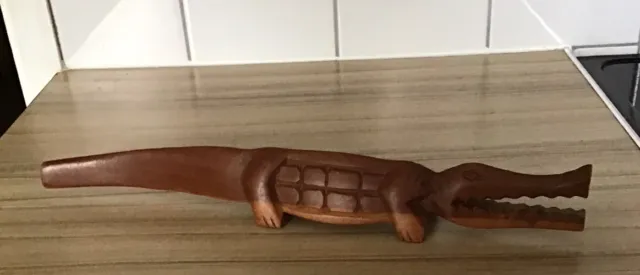 Wooden Carved Crocodile Ornament 15” Long