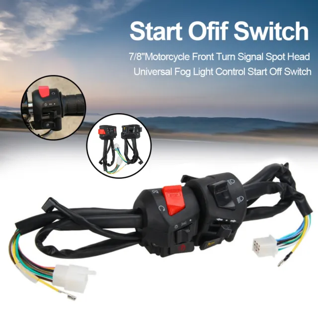 Motorcycle Head Light Turn Signal Light Horn ON-OFF Switch Button 7/8''Handlebar