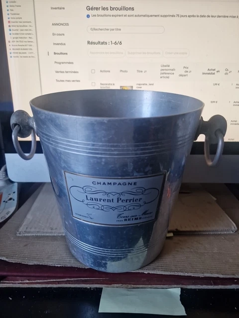 Seau à champagne en aluminium Laurent-Perrier vintage made in france