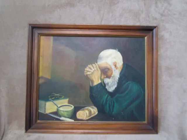 Framed Grace Man Praying Eric Enstrom Original Painting by Lee Gerdt HandPainted