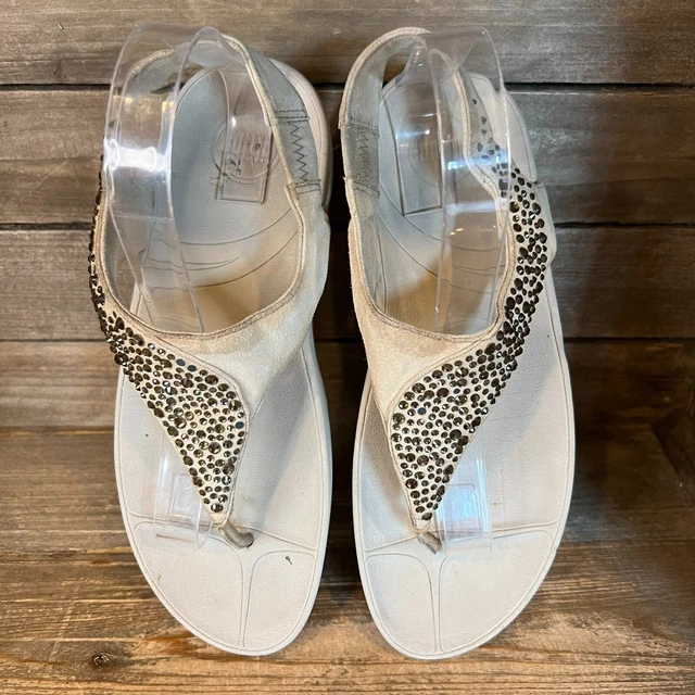 Womens Fitflop  Gray Comfort Suede Rhinestone Flip Flops Sandals Size 8 M GUC 2