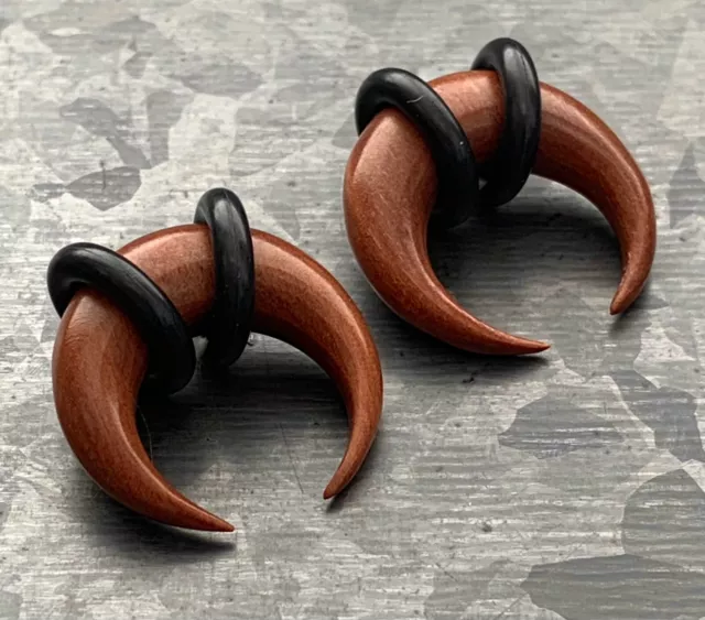 PAIR Organic Sawo Wood Buffalo Tapers Plugs Expanders Gauges Septum Pincer