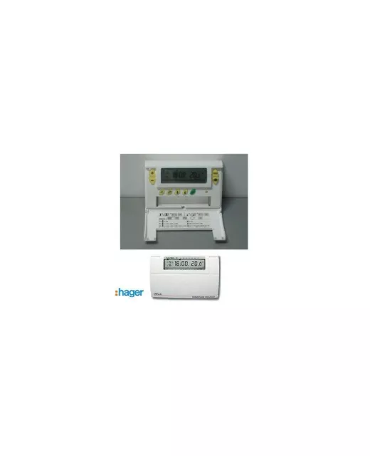 Thermostat Programmable Numérique Hebdomadaire Hager 56130 Eco Prog 7G Blanc